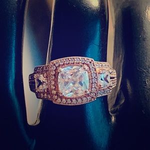 Stunning 925 Sterling Silver Cushion Cut CZ Ring